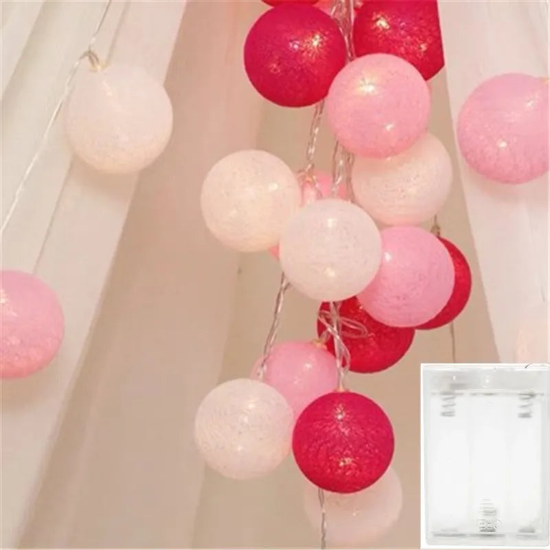 Taavita Cotton LED String Lights with Decorative Balls – Mood Lighting for Indoor Use, Weddings, and Celebrations (10, 20, or 40 LEDs)
