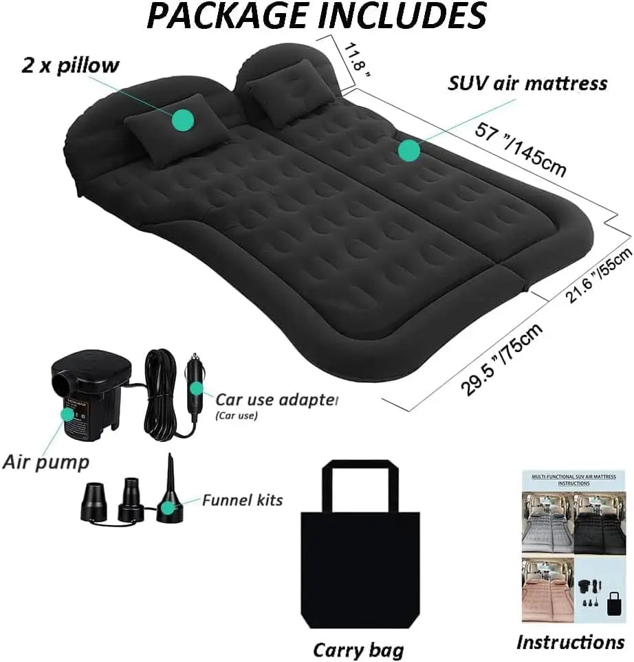 Inflatable Portable Car Mattress – Sturdy Foldable Bed for Travel
