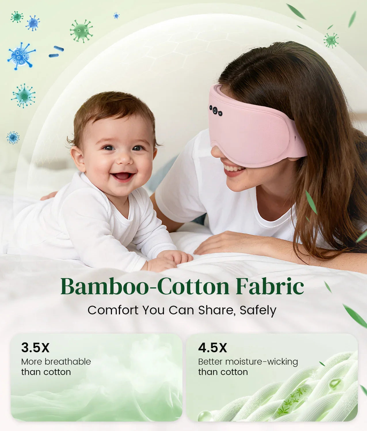 Bluetooth 5.4 3D Eye Mask - Lightweight, Breathable, No Pressure for Comfortable Sleep
