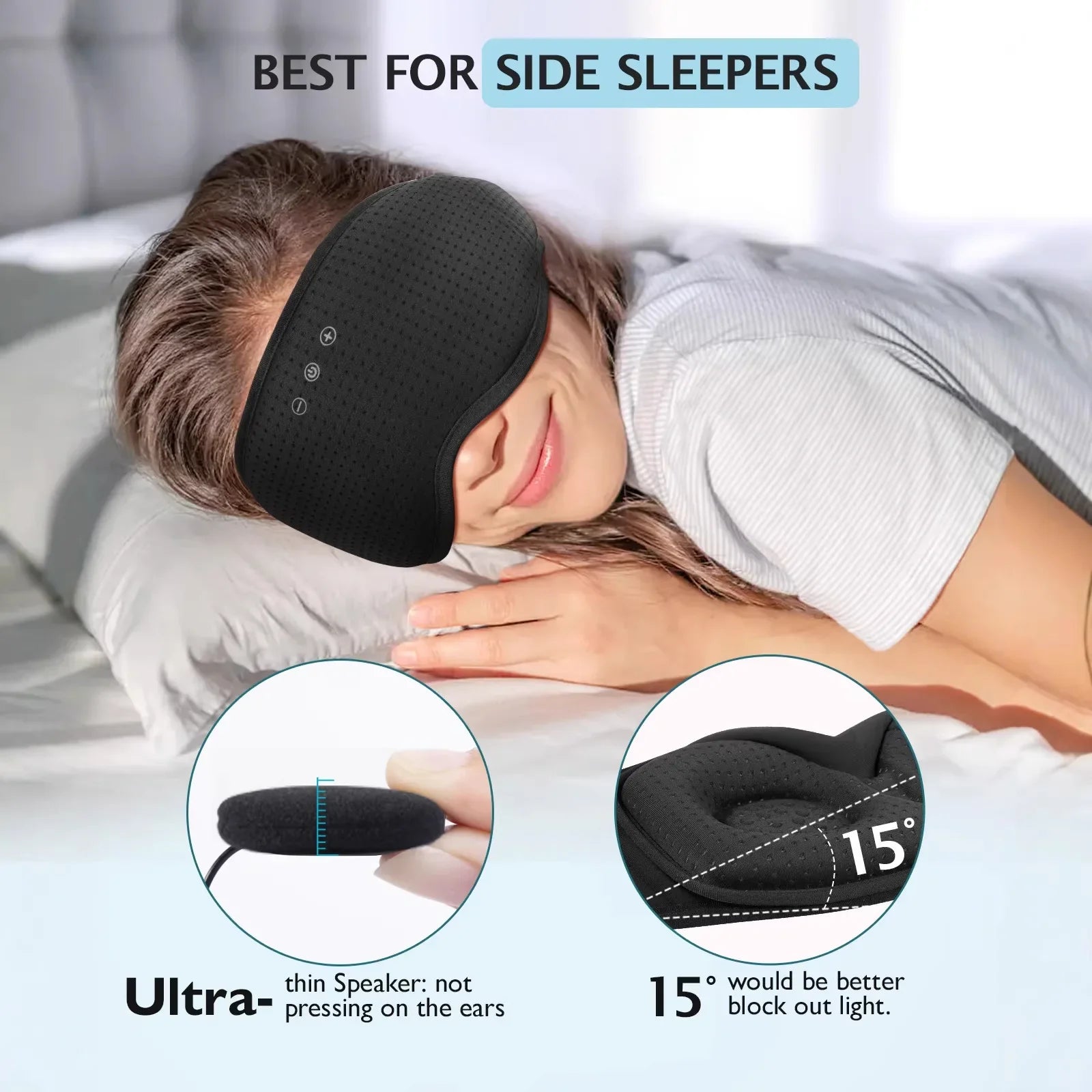 Bluetooth 3D Sleep Mask with Light Blocking – Breathable Eye Cover for Naps