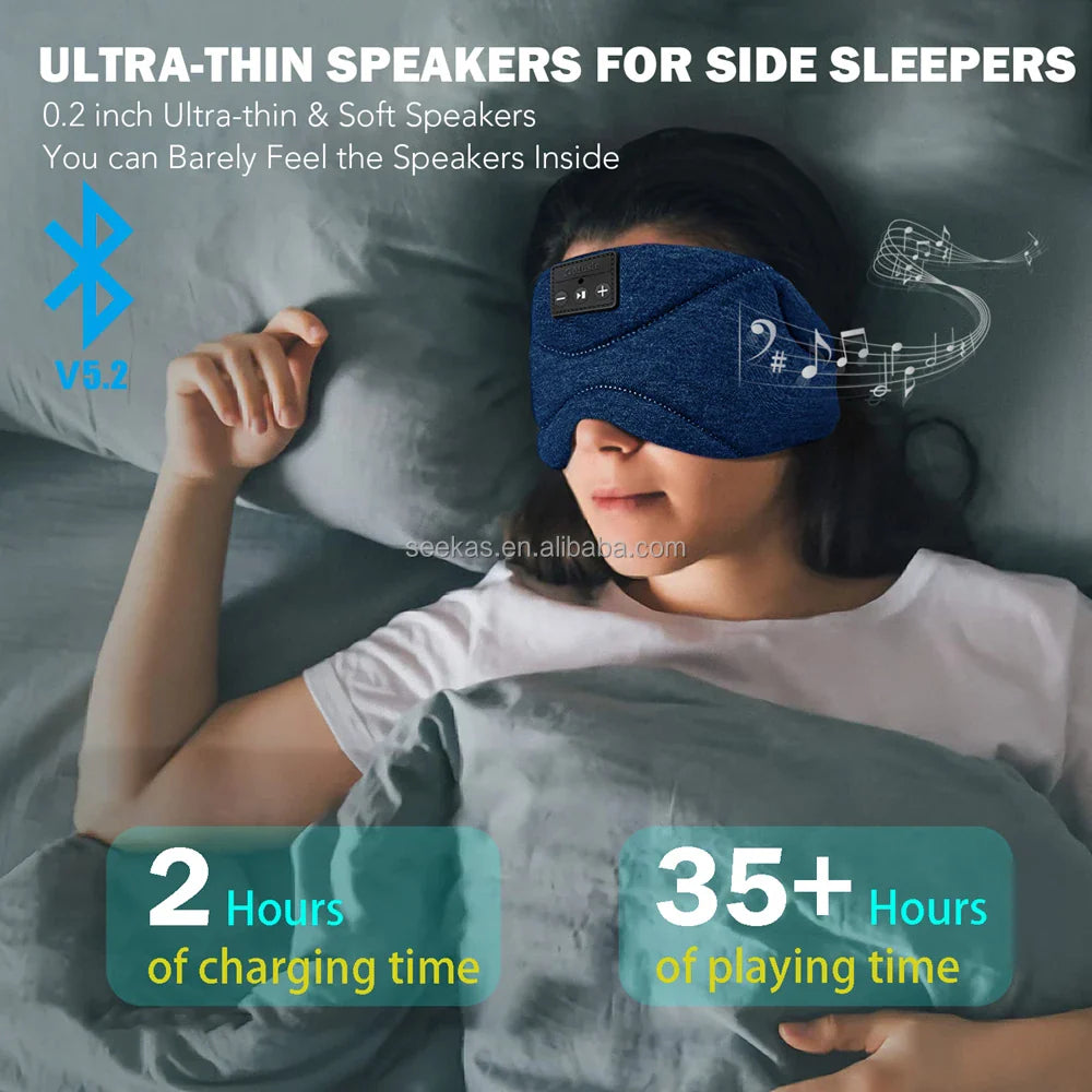 Bluetooth Eye Mask for Sleep - 100% Light Blocking with Soft Speakers, Ideal for Side Sleepers