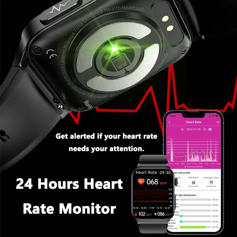 Smartwatch with ECG and Blood Sugar Monitoring | Custom Touch Screen Health Tracker