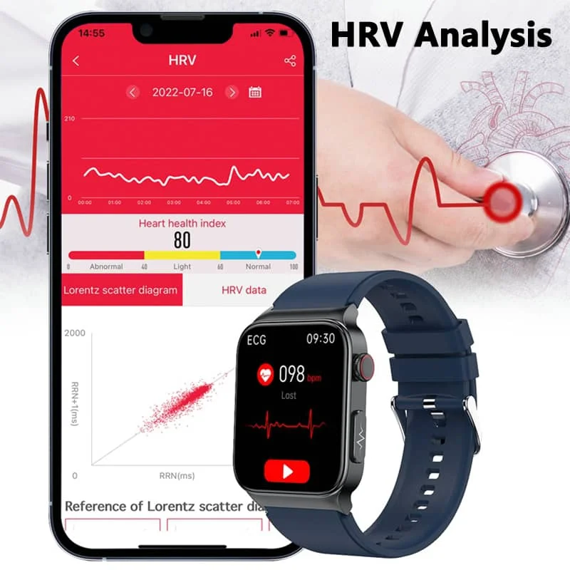 Smartwatch with ECG and Blood Sugar Monitoring | Custom Touch Screen Health Tracker