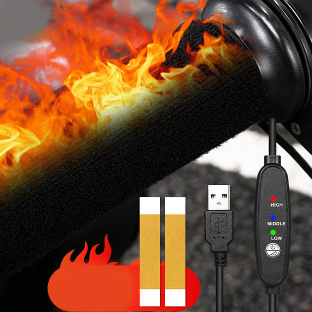 Heated Handlebar Grips with USB Power & Adjustable Warmth