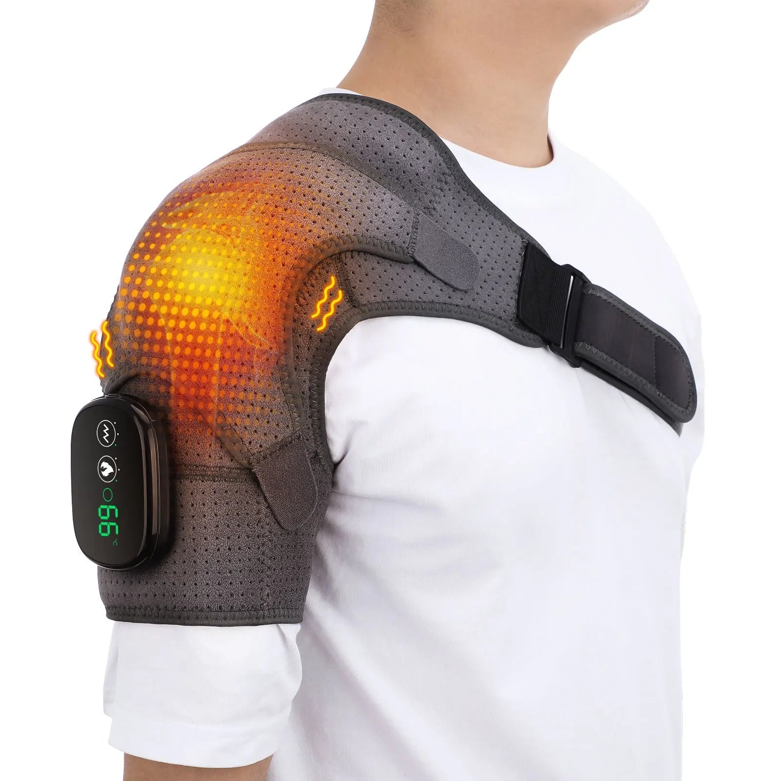 Adjustable Warmth & Vibration Shoulder Support Brace for Pain Relief