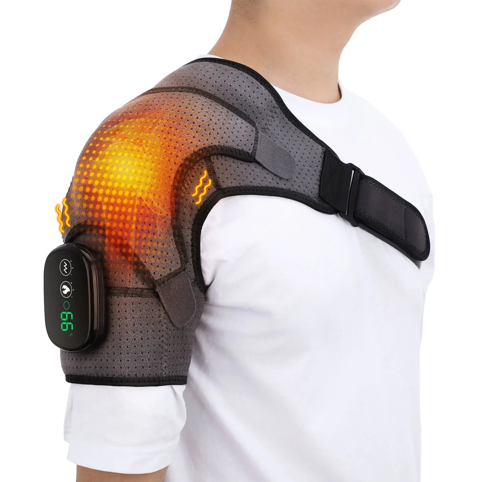 Adjustable Warmth & Vibration Shoulder Support Brace for Pain Relief