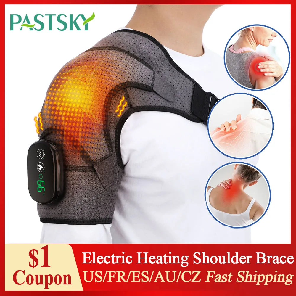 Adjustable Warmth & Vibration Shoulder Support Brace for Pain Relief