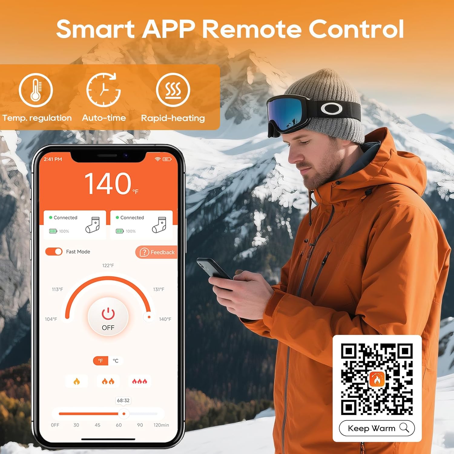 Smart Thermal Socks with Mobile Heat Management for Outdoors