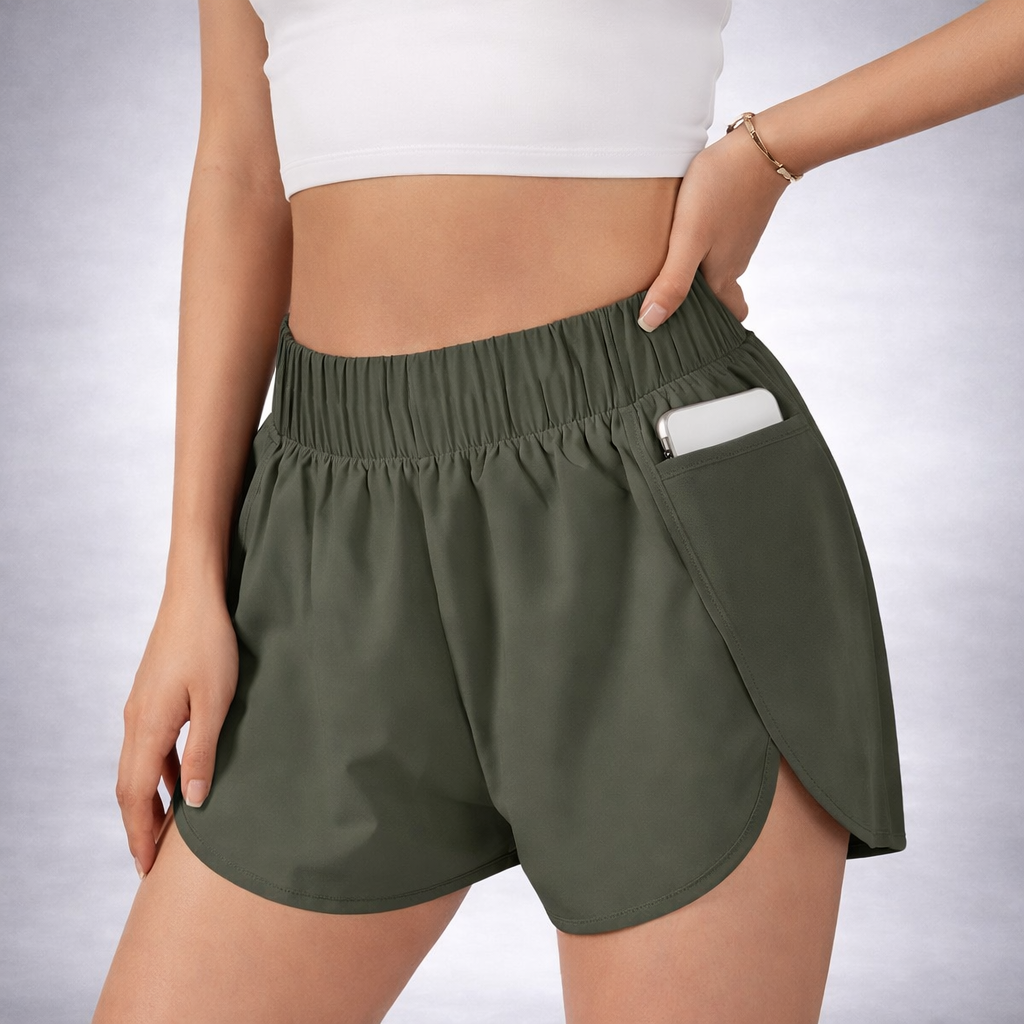 Comfortable High-Rise Athletic Shorts with Secure Pockets