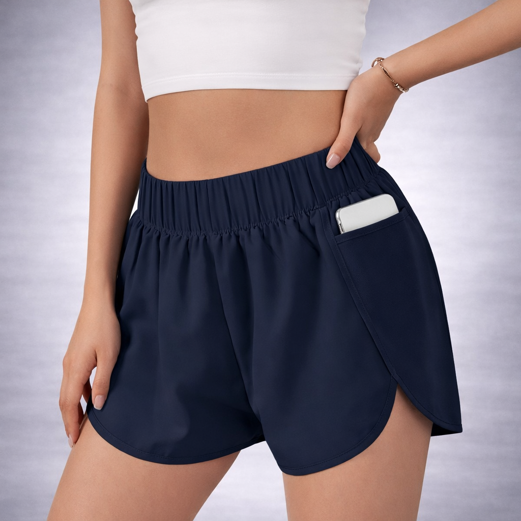 Comfortable High-Rise Athletic Shorts with Secure Pockets