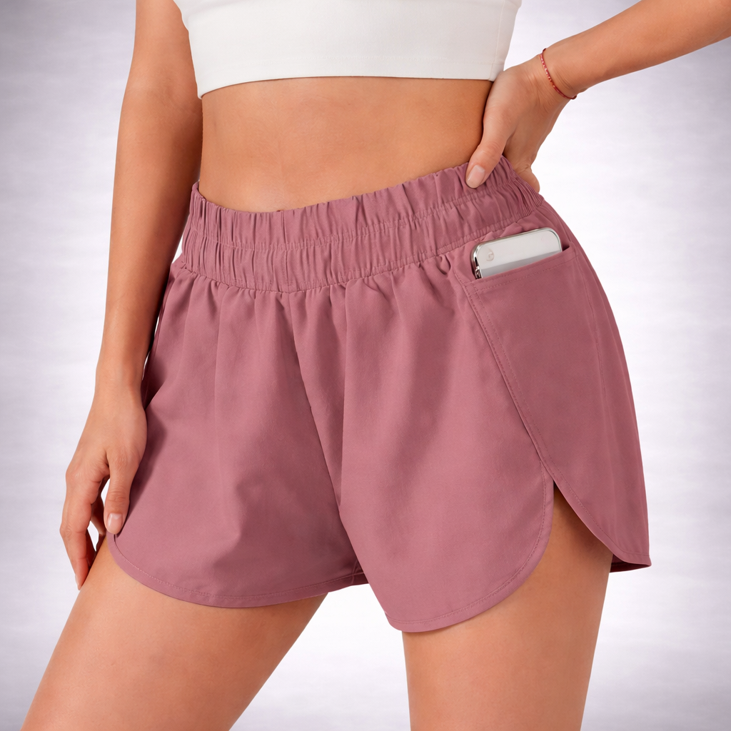Comfortable High-Rise Athletic Shorts with Secure Pockets
