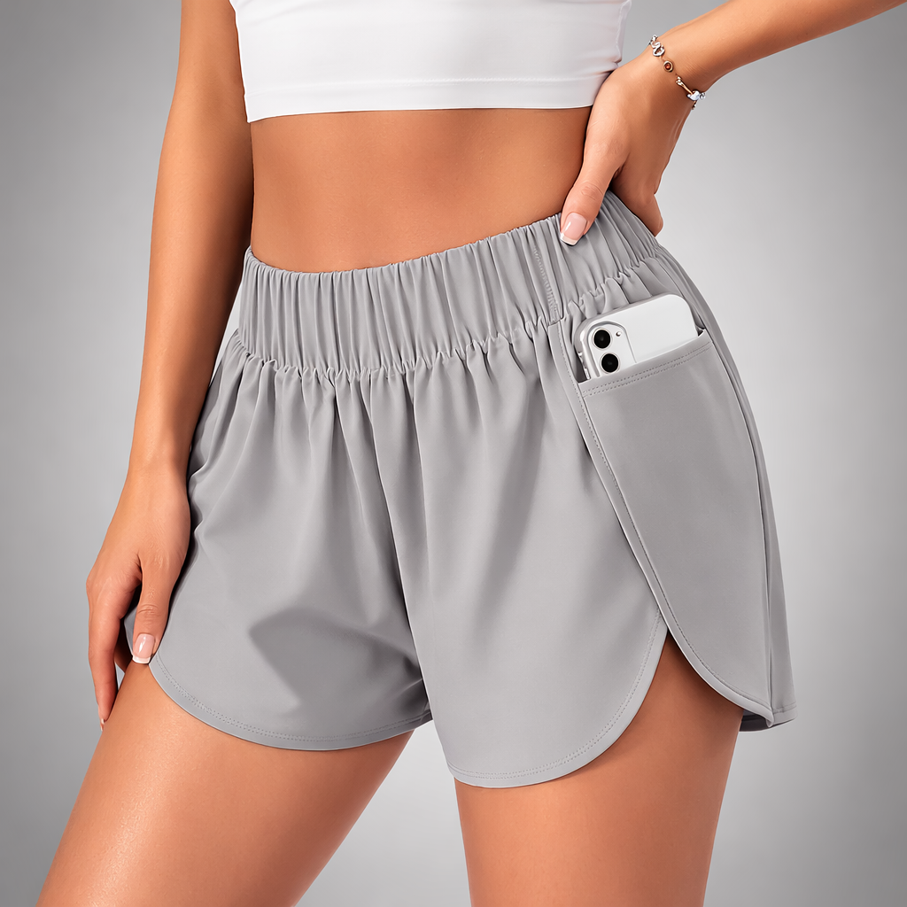 Comfortable High-Rise Athletic Shorts with Secure Pockets