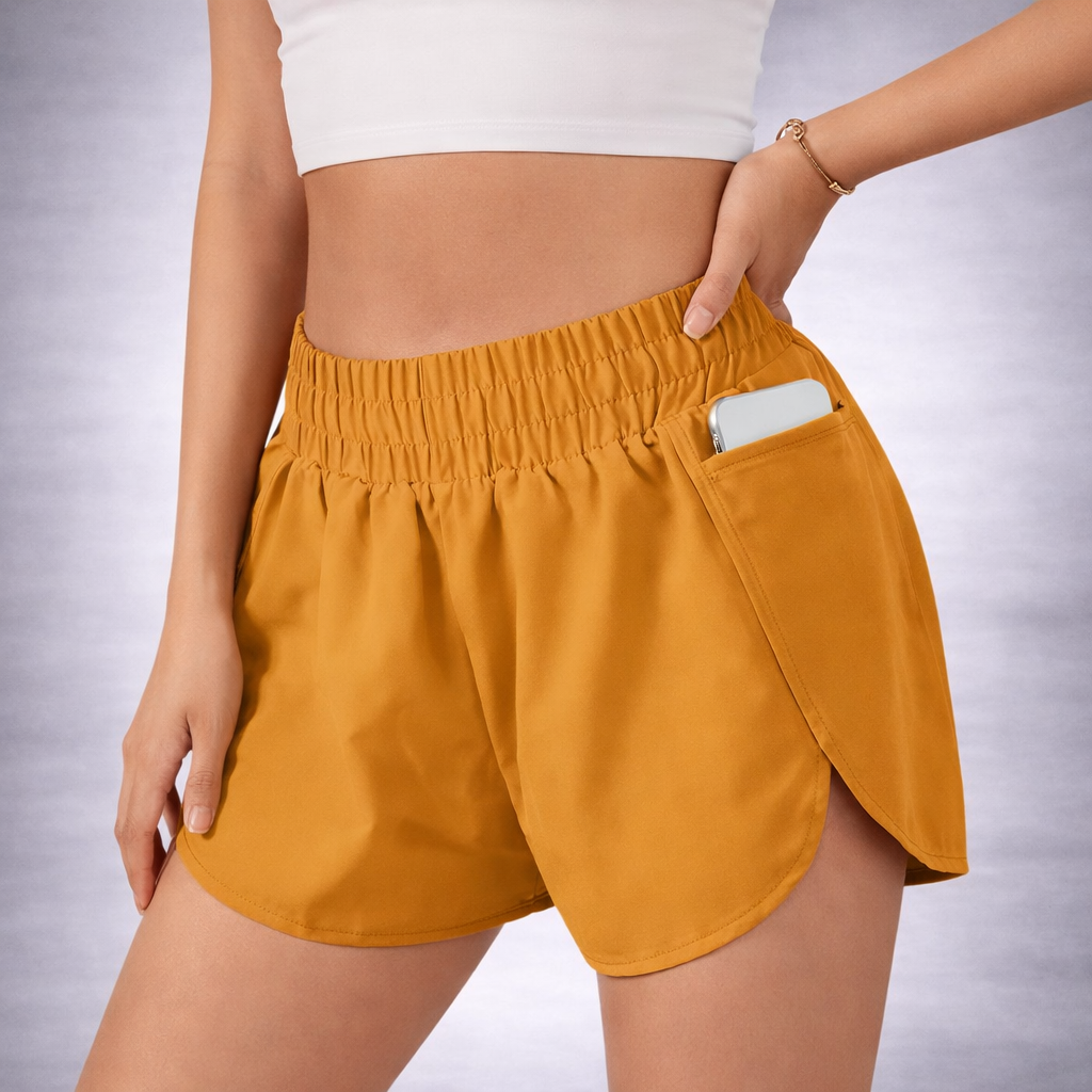Comfortable High-Rise Athletic Shorts with Secure Pockets