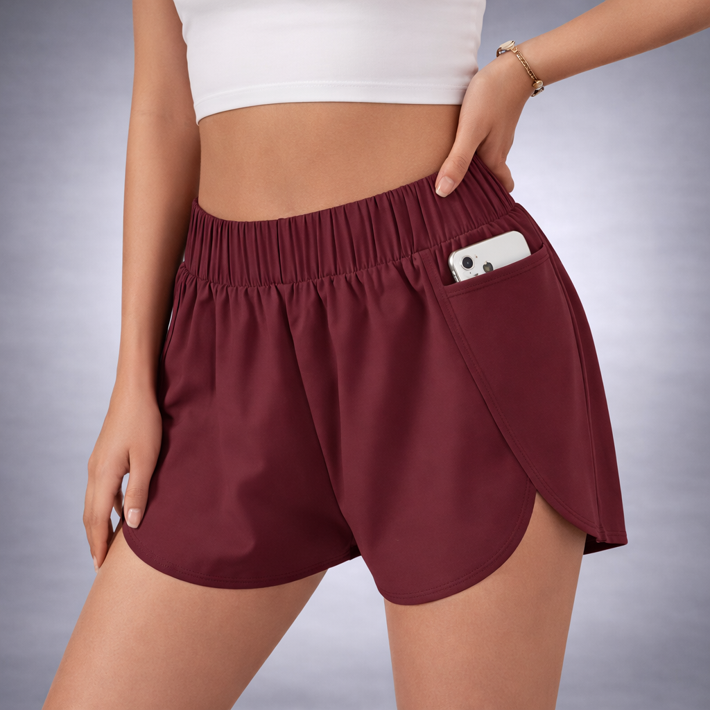 Comfortable High-Rise Athletic Shorts with Secure Pockets