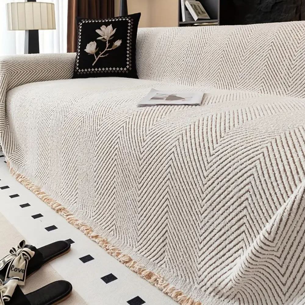 ElegantGuard Herringbone Sofa Protector, Water-Resistant & Secure