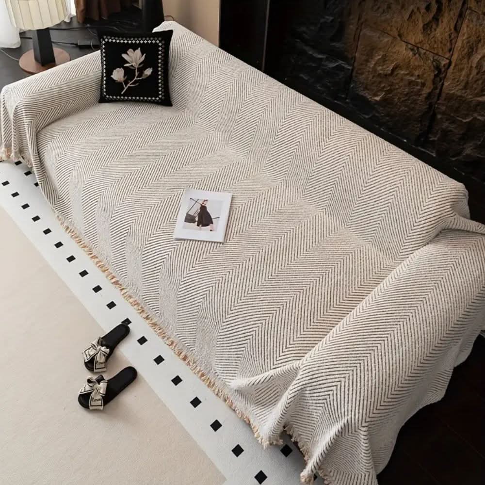 ElegantGuard Herringbone Sofa Protector, Water-Resistant & Secure