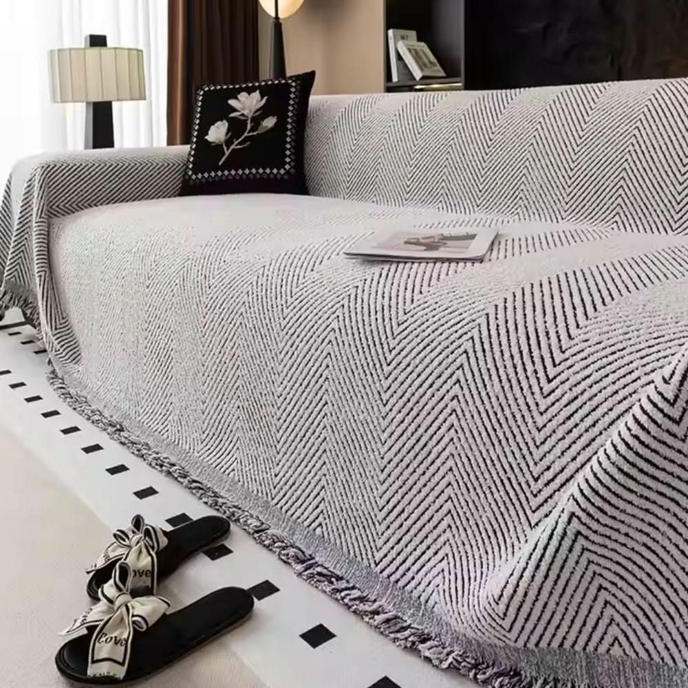 ElegantGuard Herringbone Sofa Protector, Water-Resistant & Secure