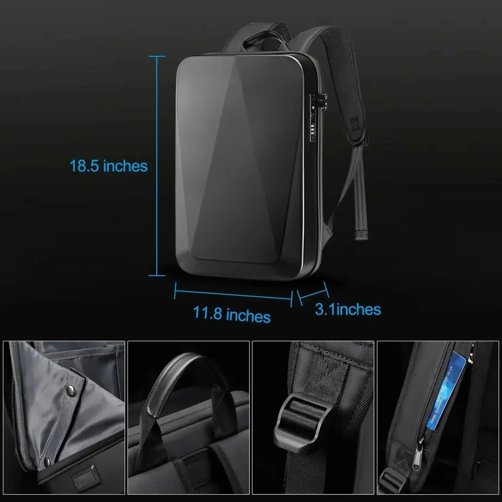 SecureTech Expandable Laptop Backpack with USB Charging Port