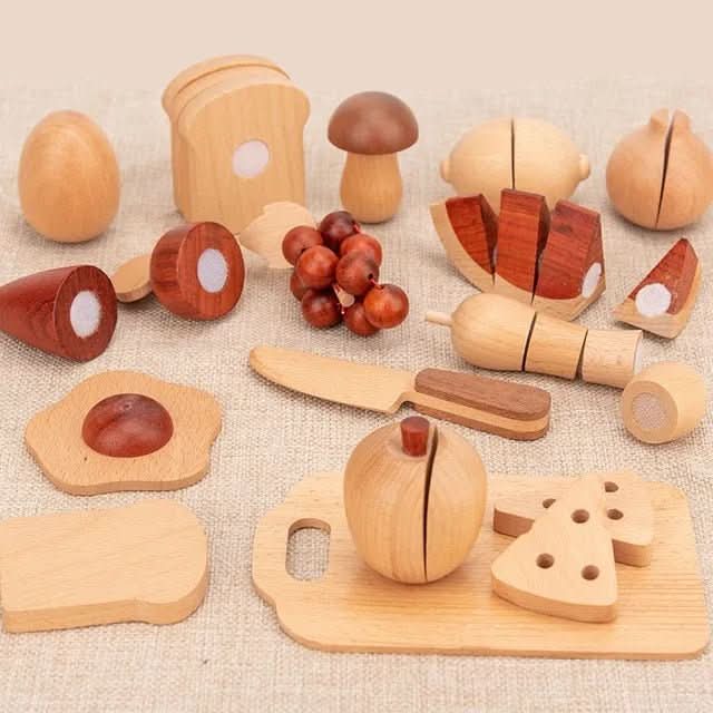 NaturePlay Wooden Kids Kitchen: Rustic Tree Trunk Role-Play Set