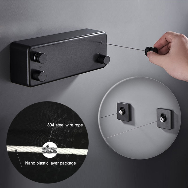 Taavita Wall Mounted Dual Retractable Clothes Line for Small Living Spaces