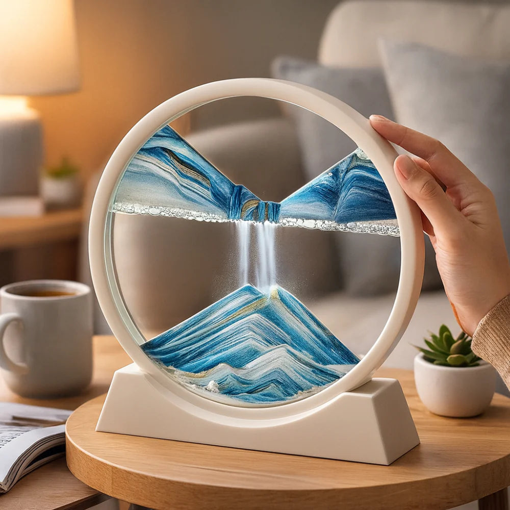 Serene Sand Flow Art Glass Sculpture for Home & Office