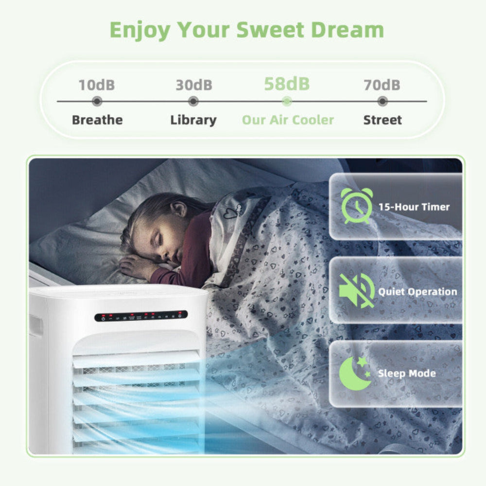 Portable Air Cooler Fan with 4-in-1 Features and Adjustable Airflow