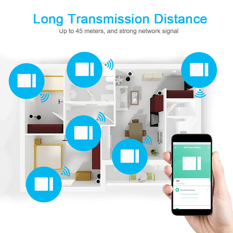 WiFi Door and Window Alarm Sensor for Home Security - Instant Notifications