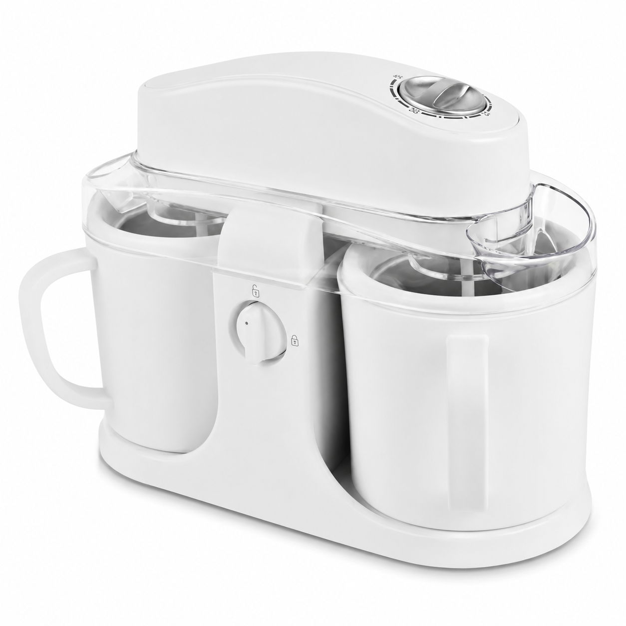 Compact Dual Bowl Ice Cream Maker with One-Knob Control for Quick Desserts