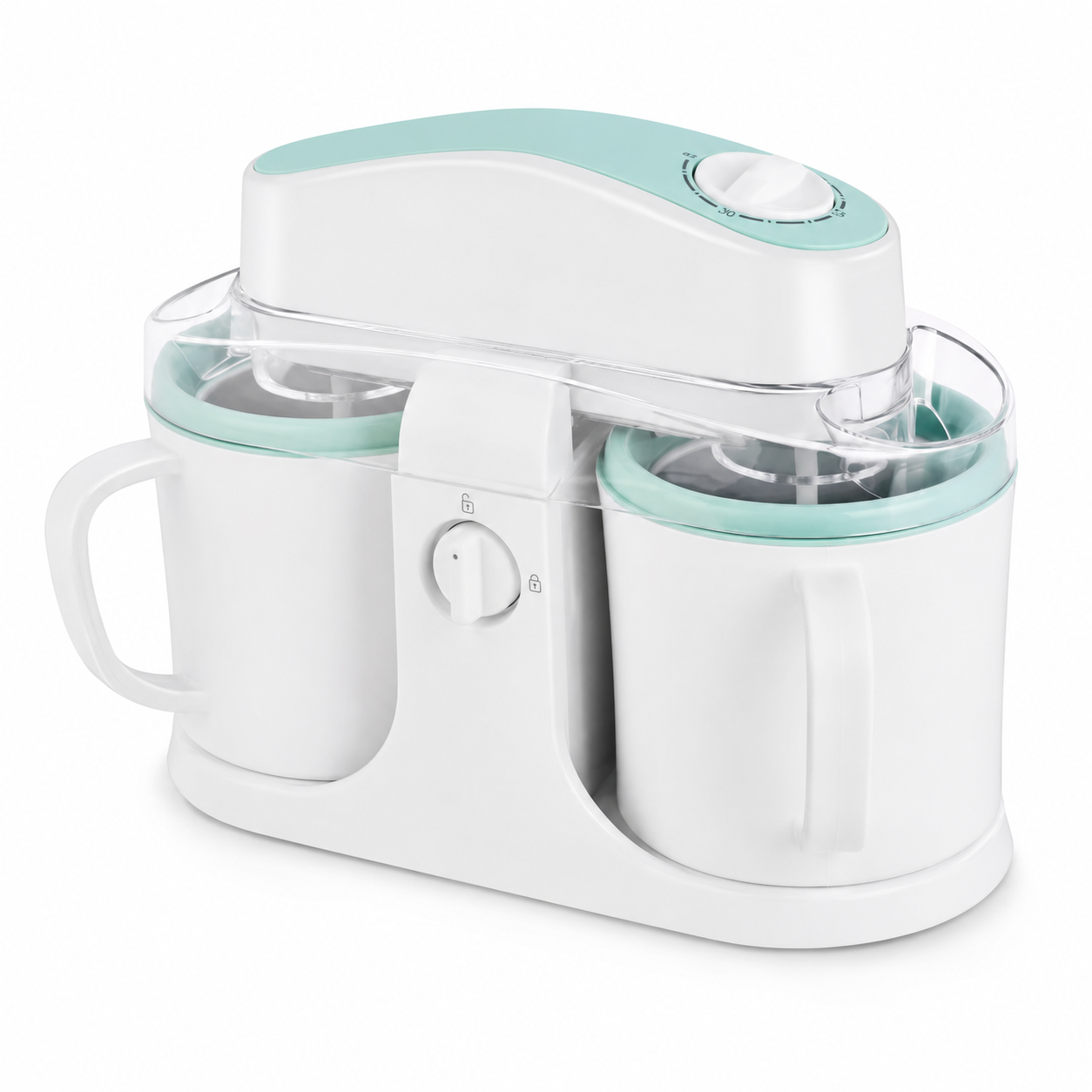 Compact Dual Bowl Ice Cream Maker with One-Knob Control for Quick Desserts
