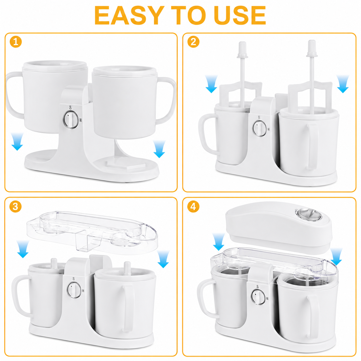 Compact Dual Bowl Ice Cream Maker with One-Knob Control for Quick Desserts