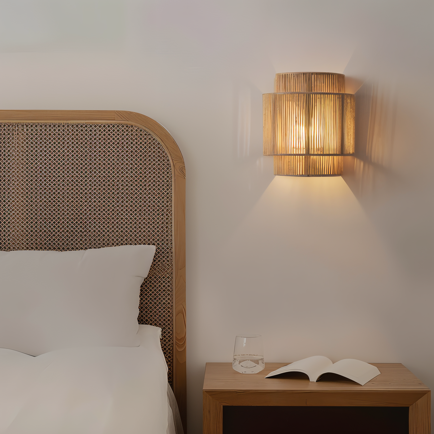 Taavita Wall Lamp - Rattan Lampshade with Hemp Rope - Boho Wall Decoration