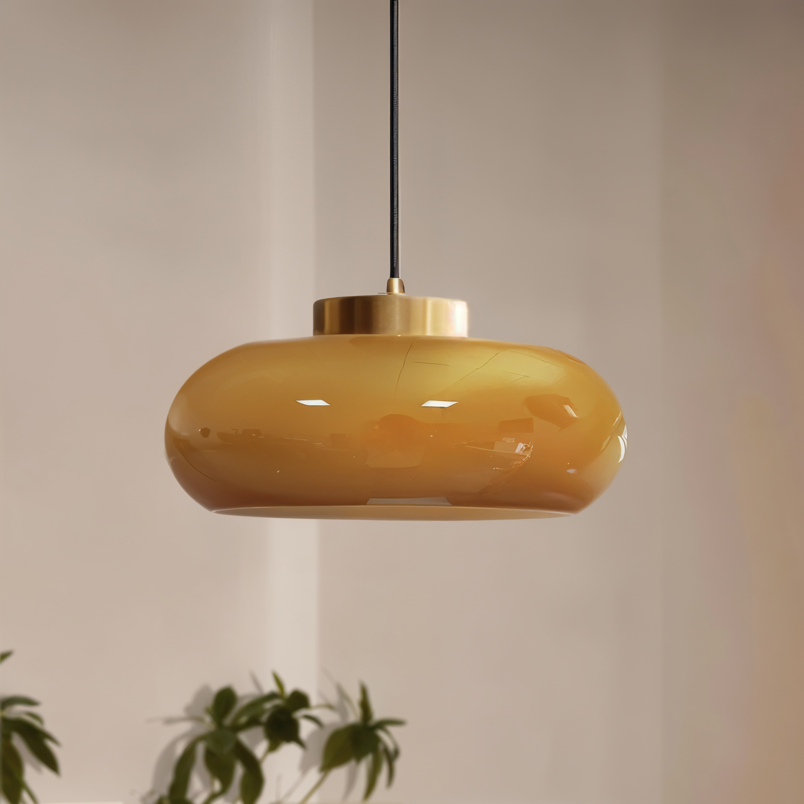 Classic Yellow Vintage Ceiling Light - Retro Semi Flush Mount Lighting