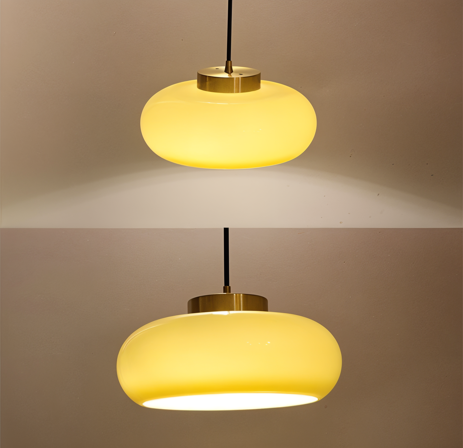 Classic Yellow Vintage Ceiling Light - Retro Semi Flush Mount Lighting