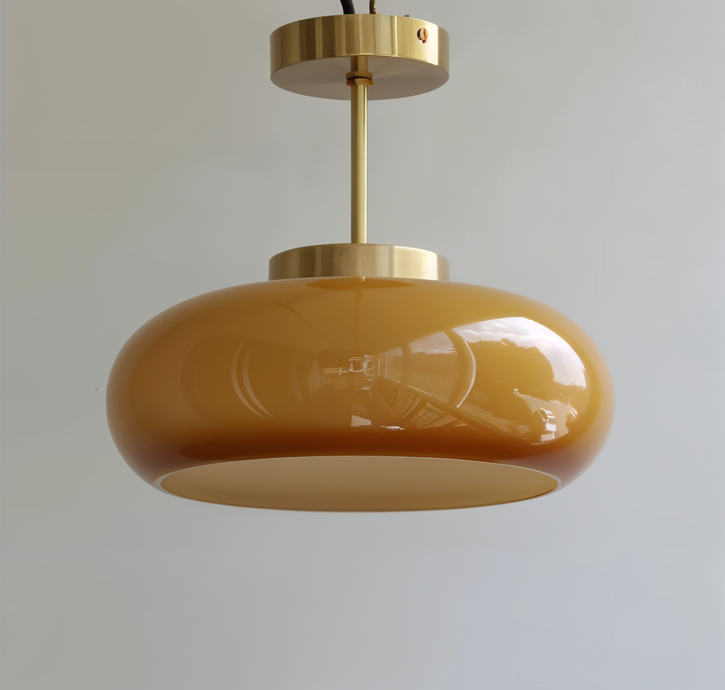 Classic Yellow Vintage Ceiling Light - Retro Semi Flush Mount Lighting