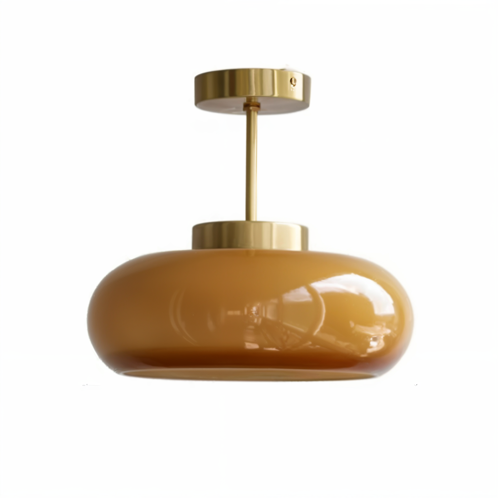 Classic Yellow Vintage Ceiling Light - Retro Semi Flush Mount Lighting