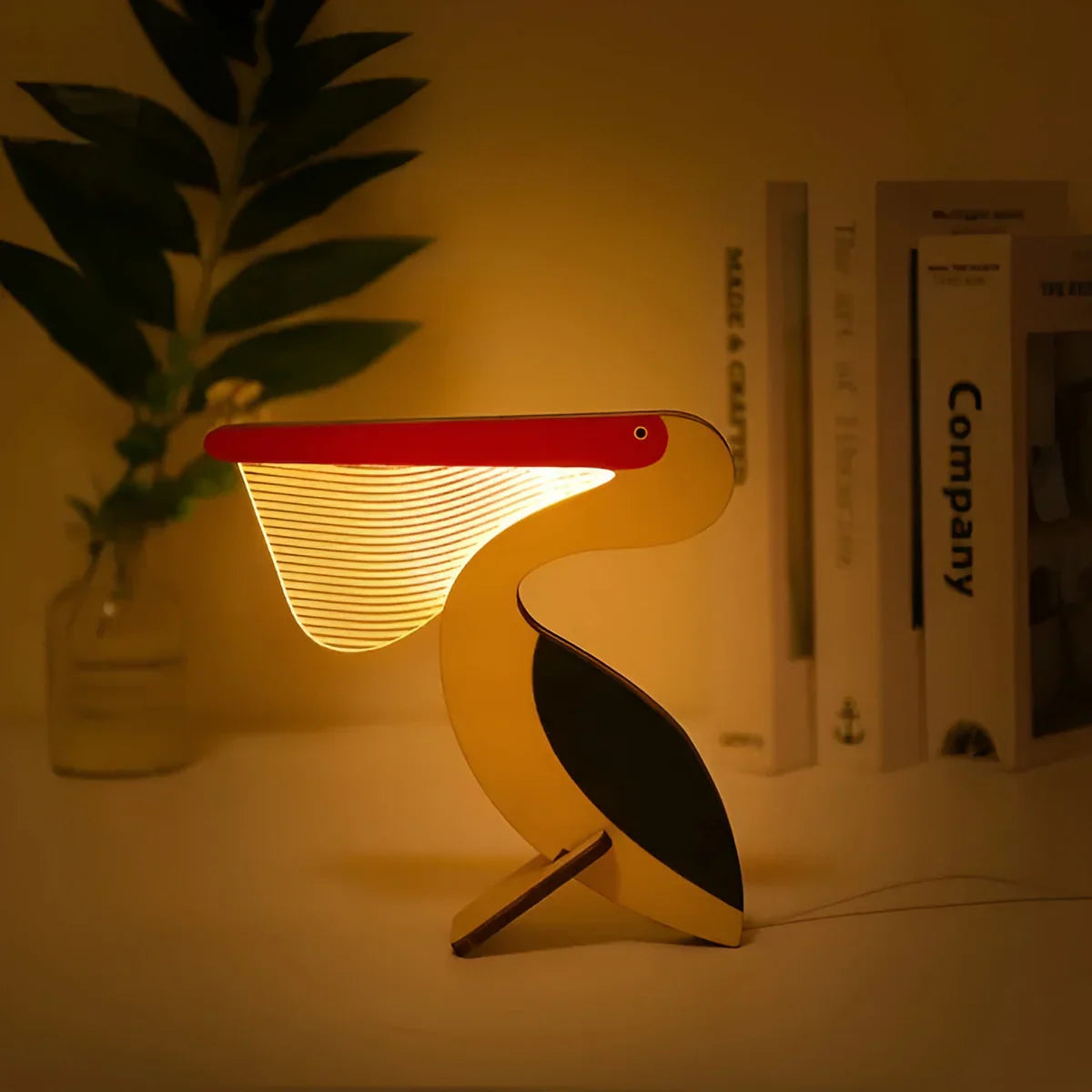 Wooden Night Light with Warm Glow – LED Animal Table Lamp