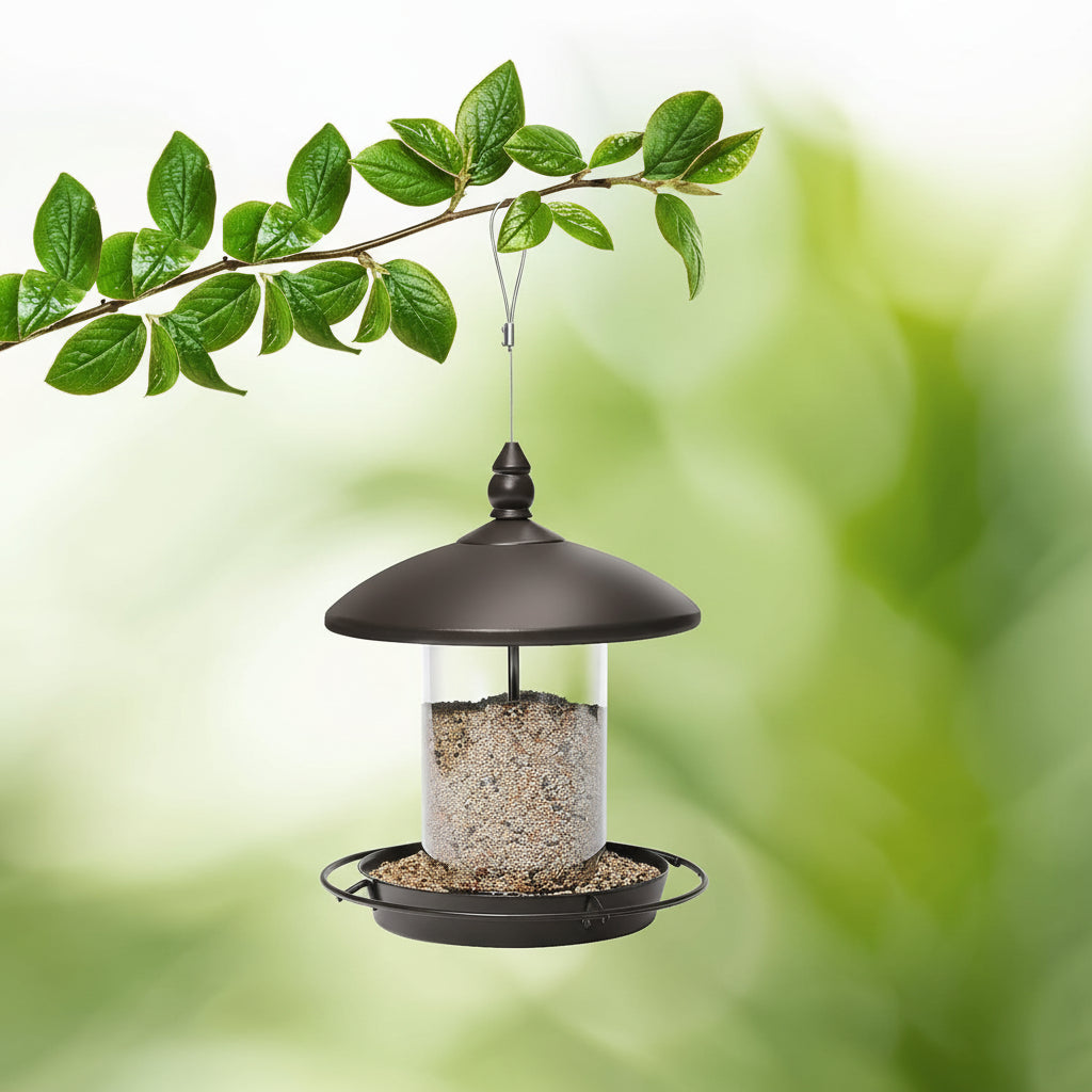 Reliable Avian Feeder Crafted from Durable Metal with Surrounding Perch
