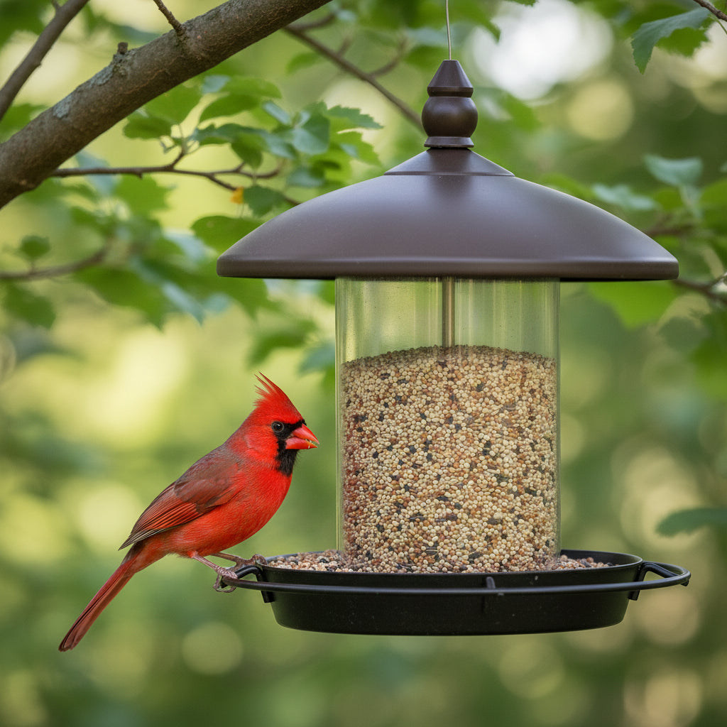 Reliable Avian Feeder Crafted from Durable Metal with Surrounding Perch