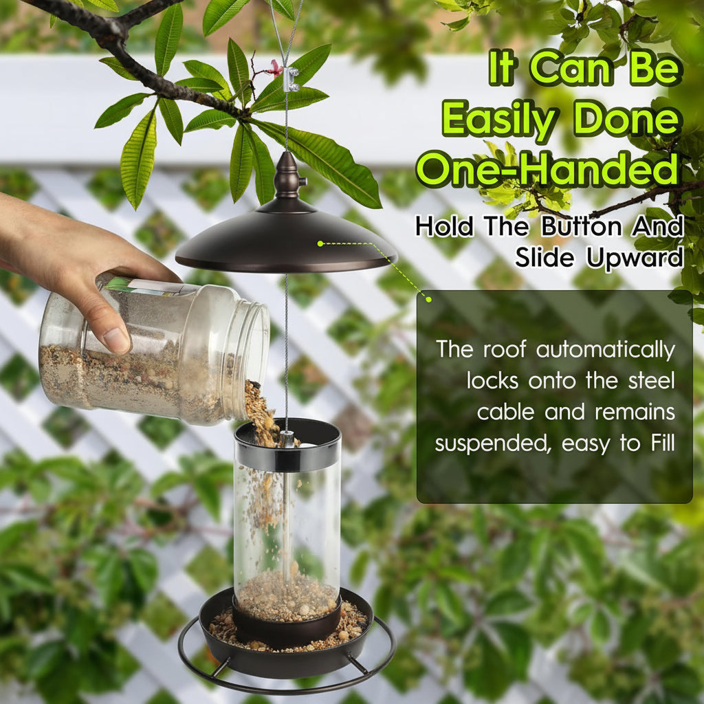 Reliable Avian Feeder Crafted from Durable Metal with Surrounding Perch