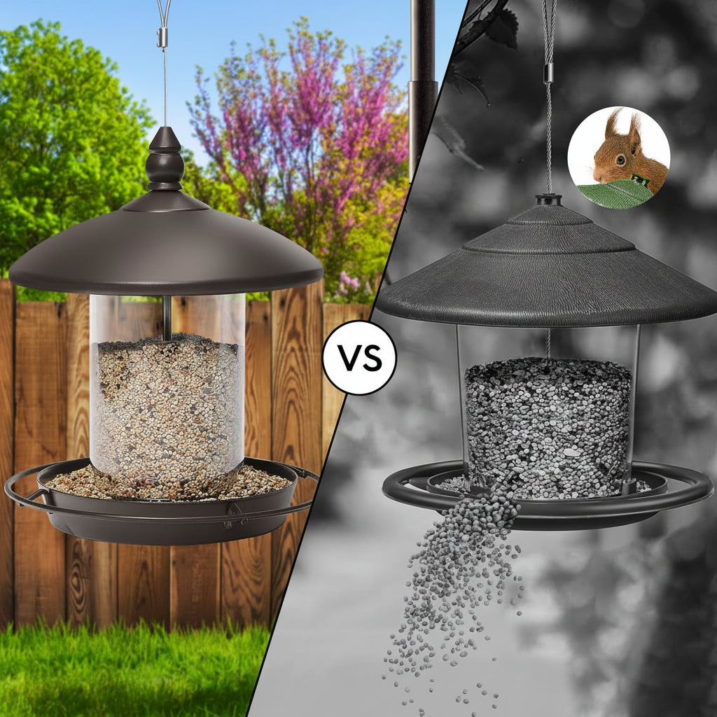 Reliable Avian Feeder Crafted from Durable Metal with Surrounding Perch