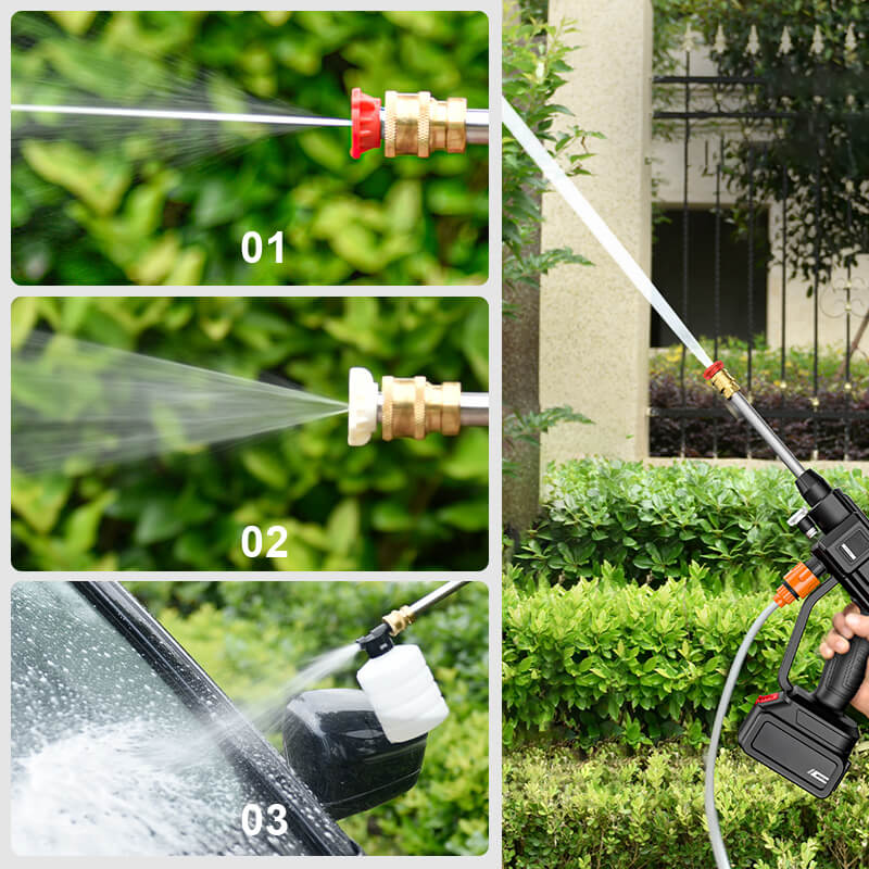Lightweight Cordless Washer - 30 Bar Pressure, 3-in-1 Nozzle, 35000mAh Battery, 160 Min Runtime