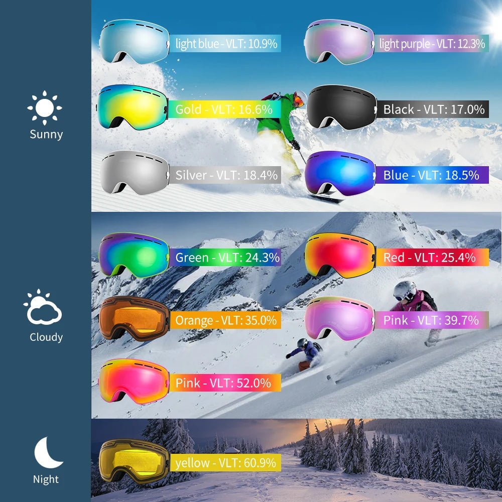ClearVision 400 Ski Goggles with Dual-Layer Anti-Fog Technology