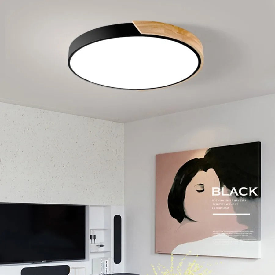 Nordic Glow – Round Wooden LED Ceiling Fixture