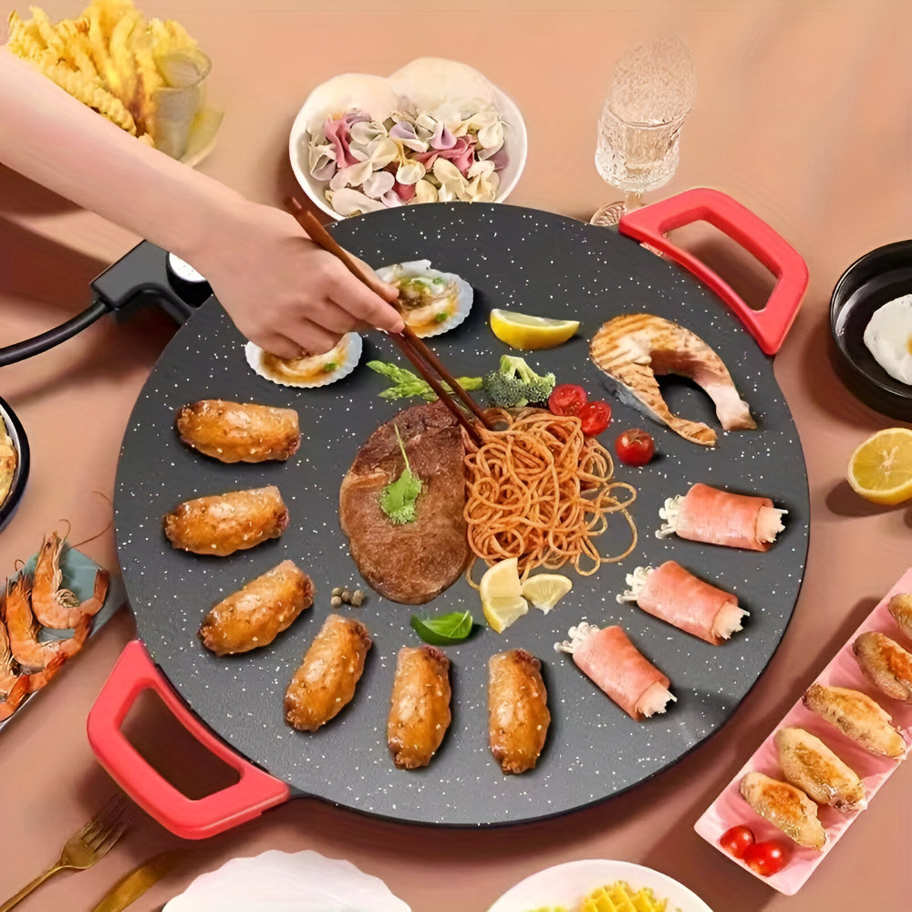 Electric Smokeless Griddle | Cast Iron Grill Pan for Indoor Cooking