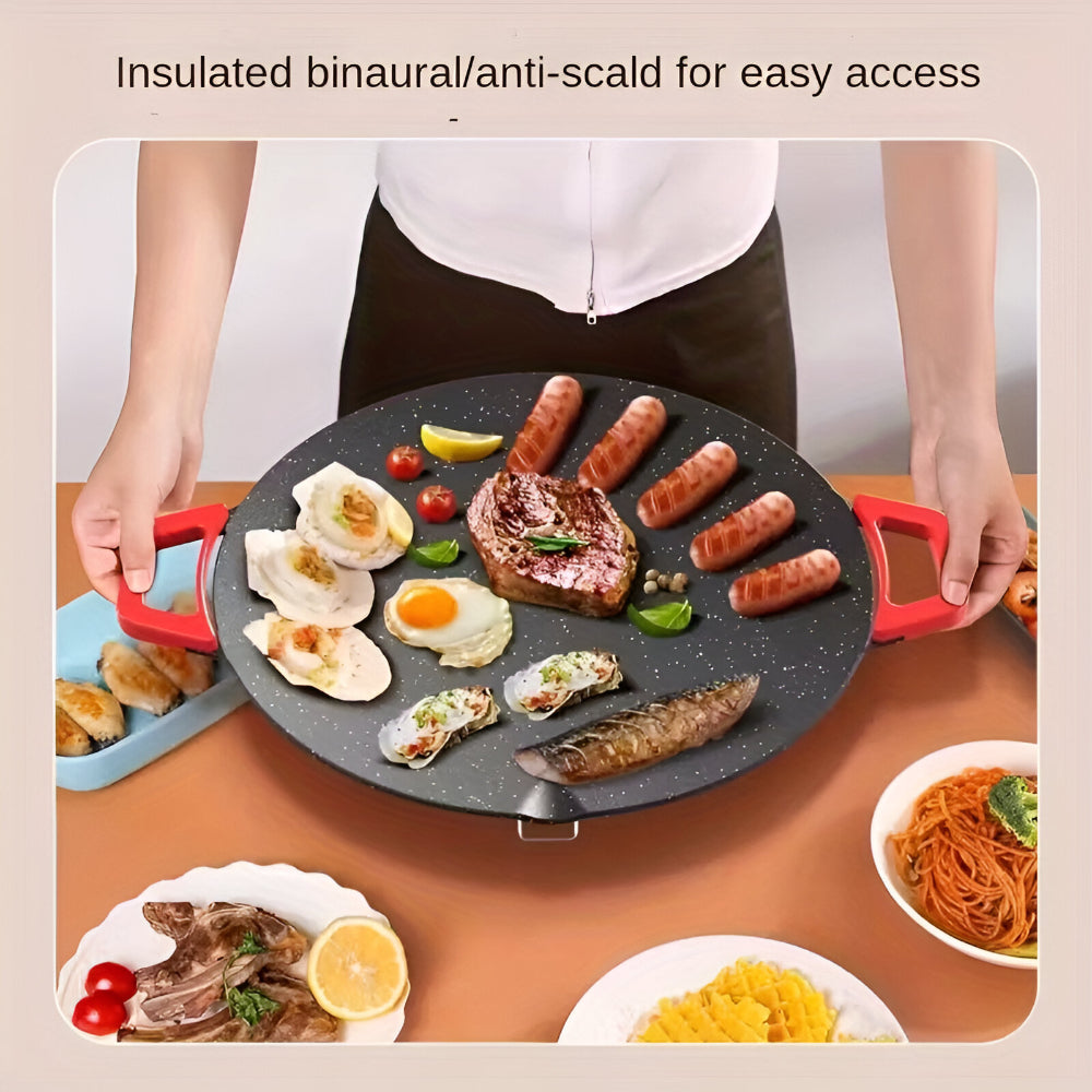 Electric Smokeless Griddle | Cast Iron Grill Pan for Indoor Cooking