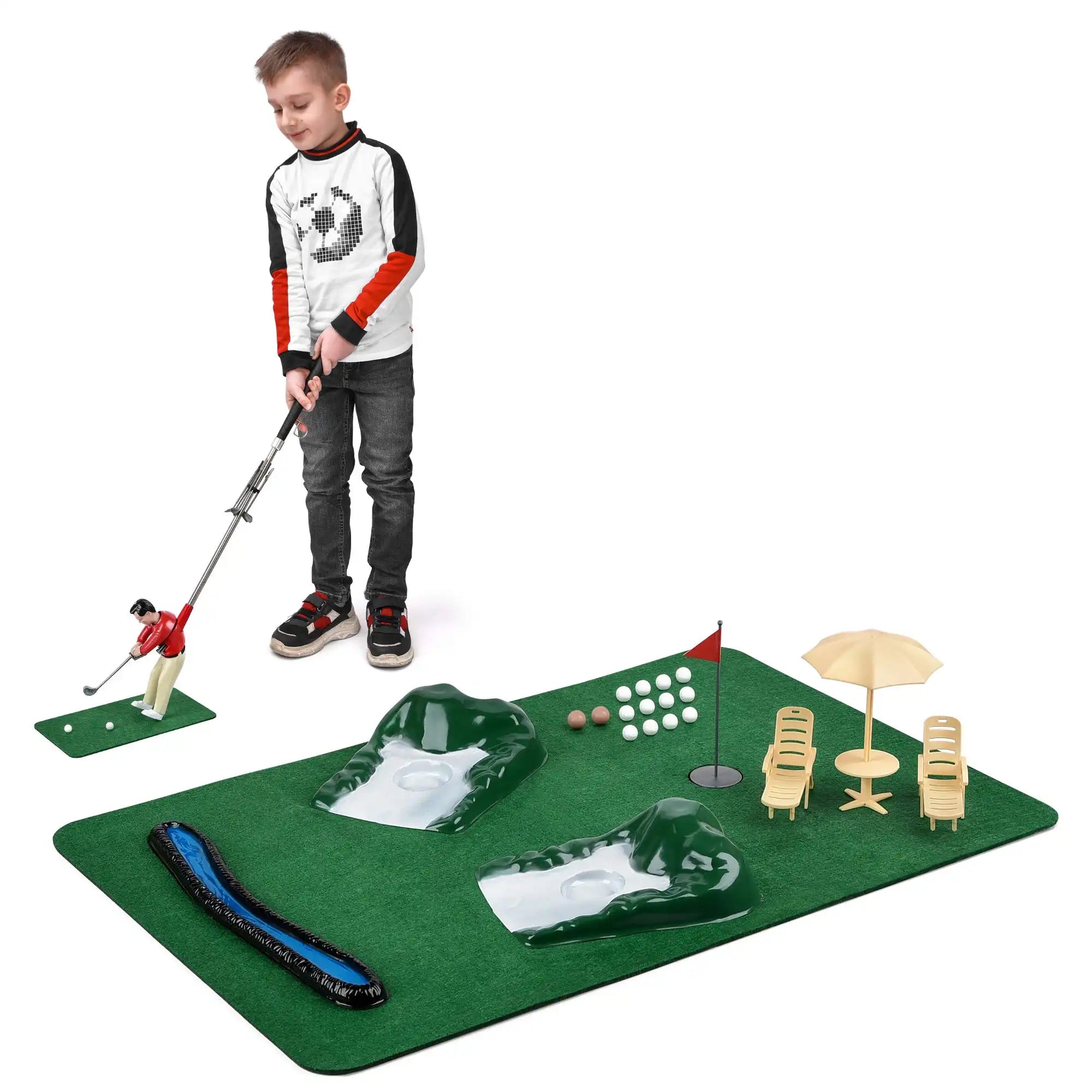 5-Piece Golf Club Set for Home Practice with Putting Mat and Accessories