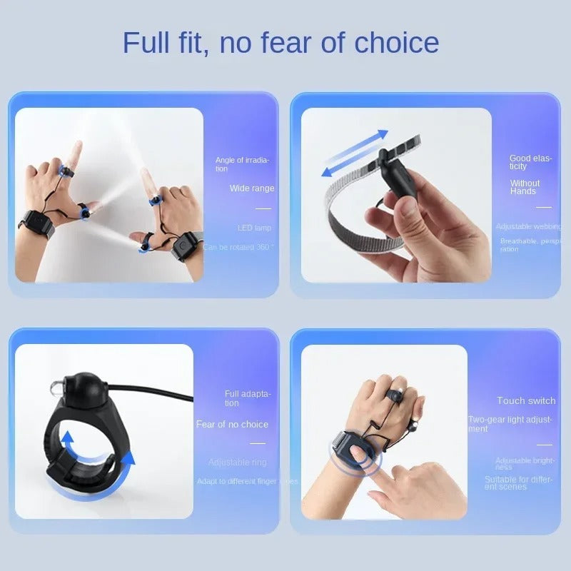 Rechargeable Hands-Free Ring Flashlight – Ideal for Camping & Repairs