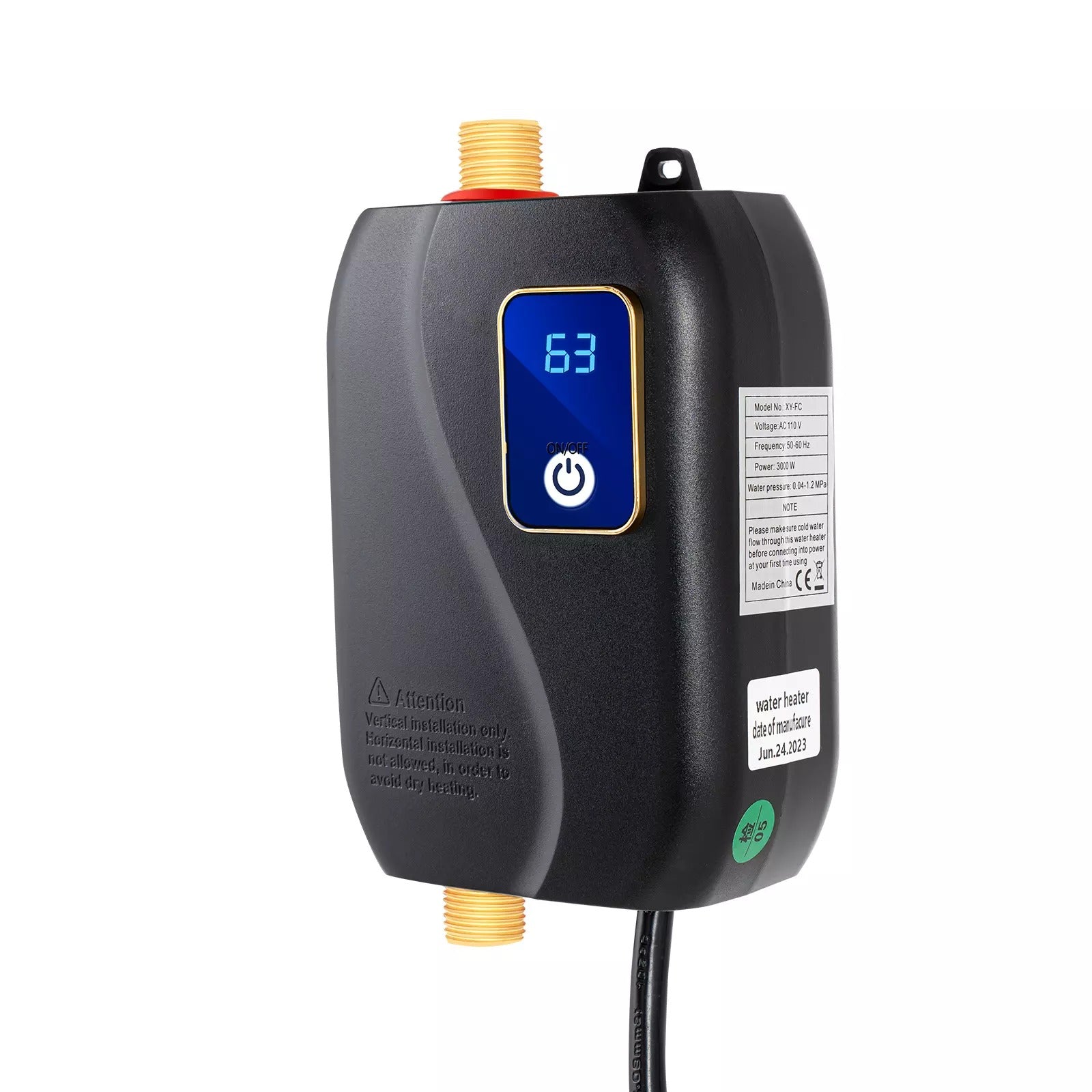 Electric Tankless Water Heater with LED Display – Space-Saving Instant Hot Water