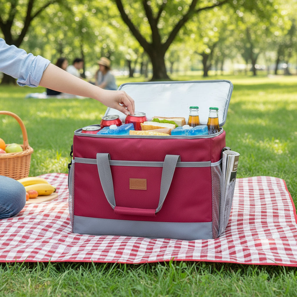 Waterproof Soft-Sided Cooler Tote – Spacious Lunch Bag for Travel & Picnics