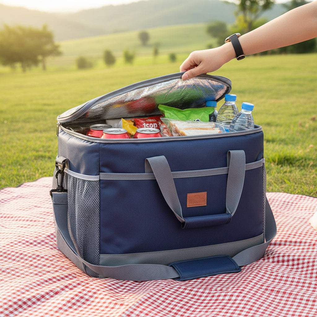 Waterproof Soft-Sided Cooler Tote – Spacious Lunch Bag for Travel & Picnics